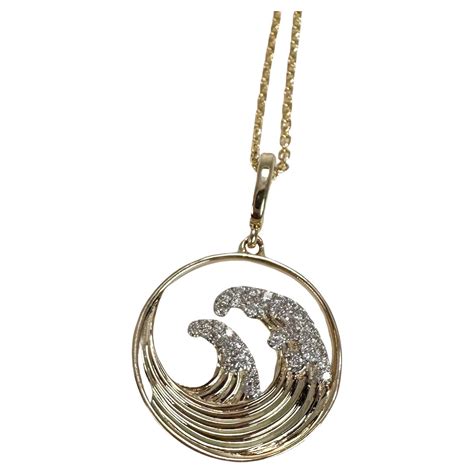Ocean Waves Diamond Pendant Necklace 14kt Gold For Sale At 1stdibs