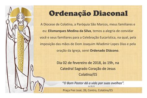 Convite Ordena O Diaconal Diocese De Colatina