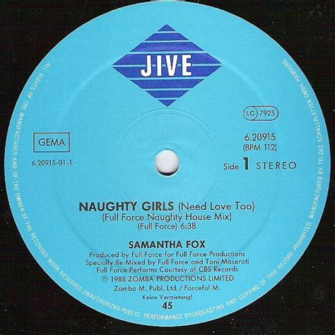 Samantha Fox Naughty Girls Need Love Too 12″ Maxi Akerrecords Nl