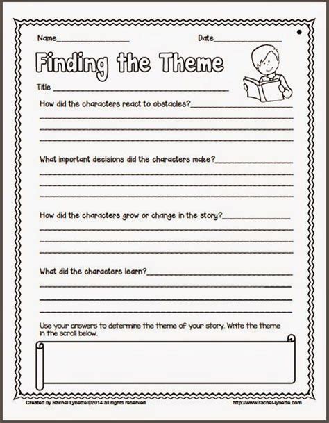 Theme Worksheet 6th Grade