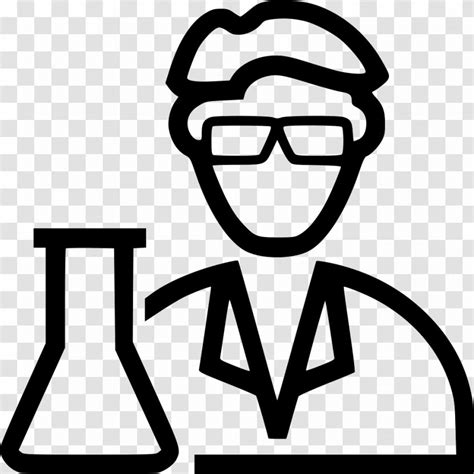 Clip Art - Black And White - Scientist Icon Transparent PNG