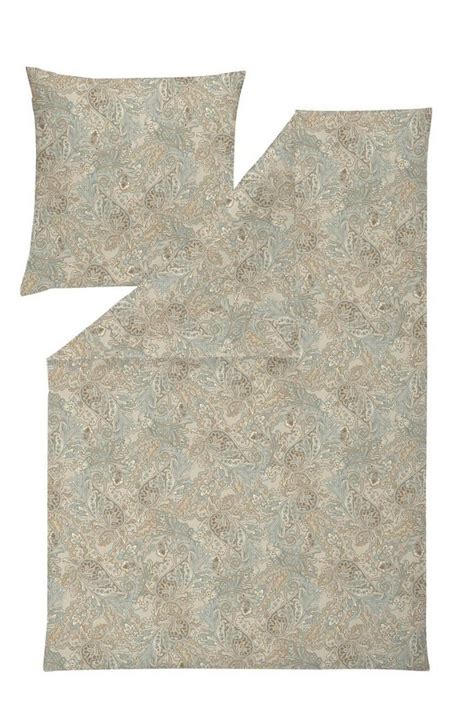 Bettwäsche Estella Mako Jersey Bettwäsche 135x200 Paisley Mint Beige