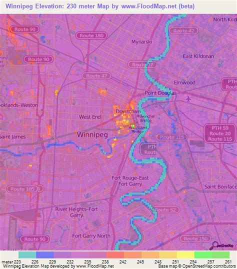 Elevation of Winnipeg,Canada Elevation Map, Topography, Contour