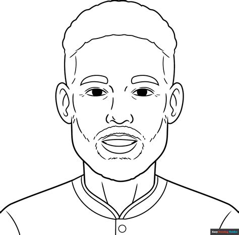 Neymar Jr Coloring Page Easy Drawing Guides