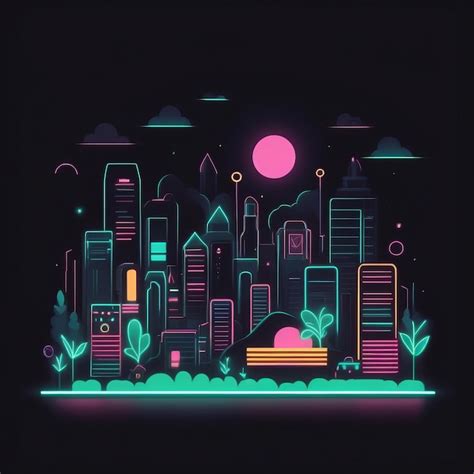 Premium Photo Neon City Night City Vector Illustrationneon City Night