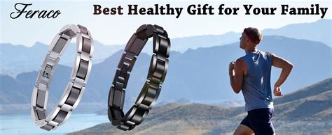 Feraco Mens Sleek Stainless Steel Magnetic Therapy Bracelet In Velvet