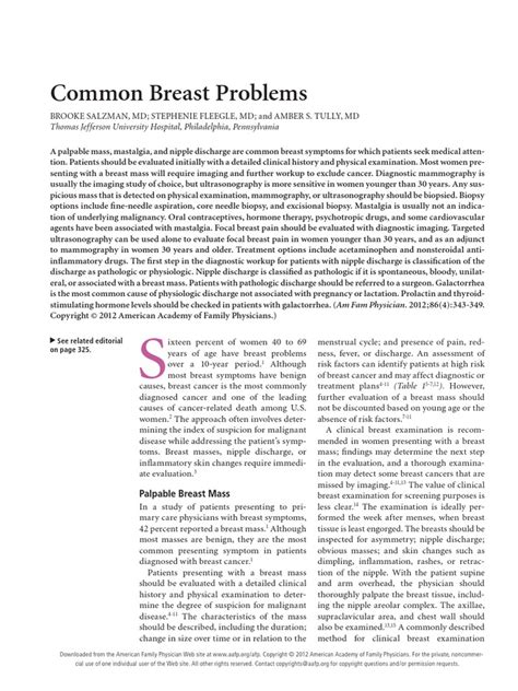 Common Breast Problems Afp 2012 Mammography Breast Cancer Prueba