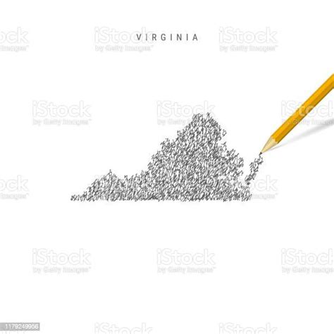 Virginia Sketch Scribble Map Isolated On White Background Hand Drawn