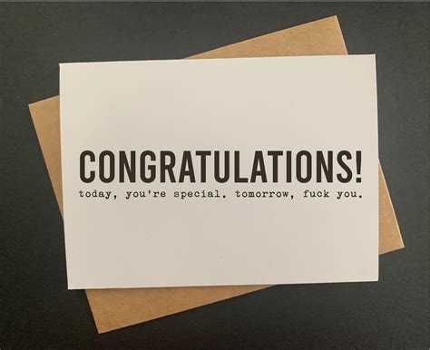 Congratulations Today You Re Special Tomorrow Fuck Etsy
