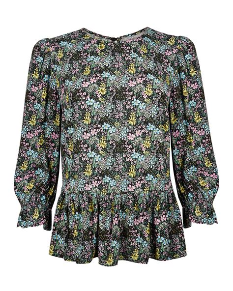 Meadow Floral Print Black Blouse Oliver Bonas