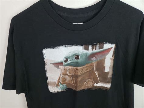 Official Star Wars Mad Engine Baby Yoda Black Tshirt Gem