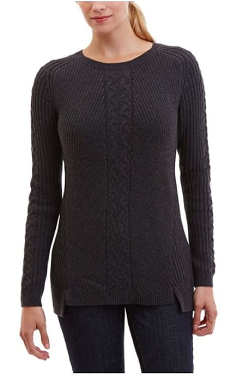 Womens Single Cable Knit Tunic Sweater Charcoal Ck12e7cl7zp Sweater Women Outfit Sweaters