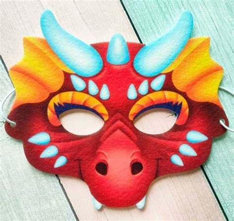 Маска карнавальная из фетра "Красный дракон", символ 2024 года - купить ...