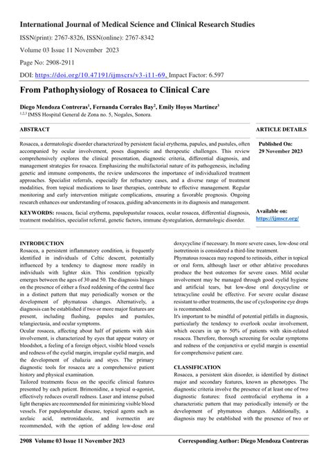 Pdf From Pathophysiology Of Rosacea To Clinical Care