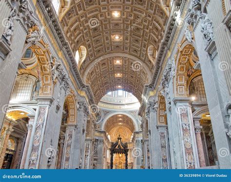 Saint Peters Basilica Interior Editorial Stock Image - Image of ...