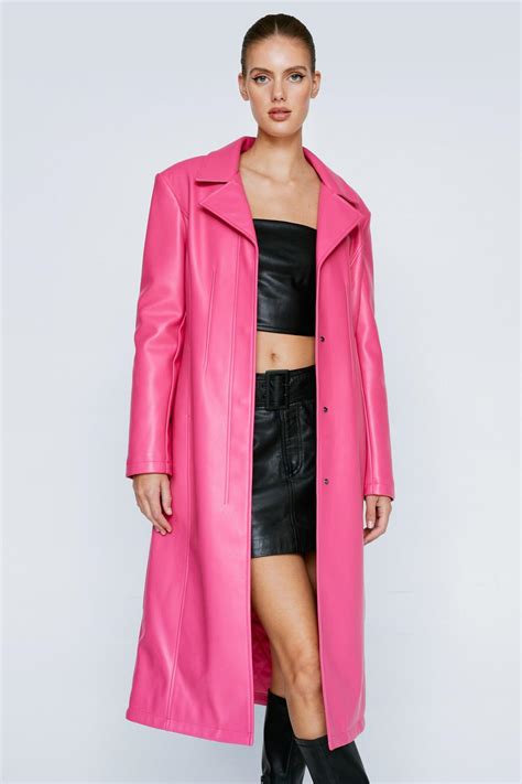 Premium Faux Leather Longline Coat Nasty Gal