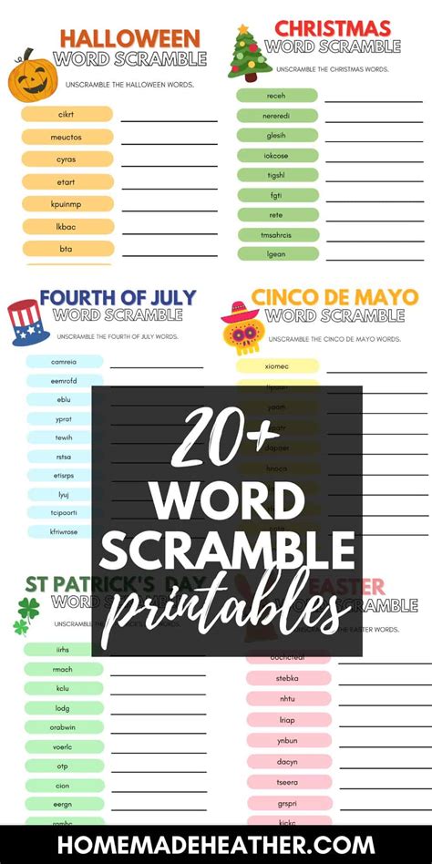 20 Free Word Scramble Printables Homemade Heather