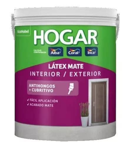 Pintura Latex Interior Exterior Hogar Alba 20 Lts Acabado Mate Color