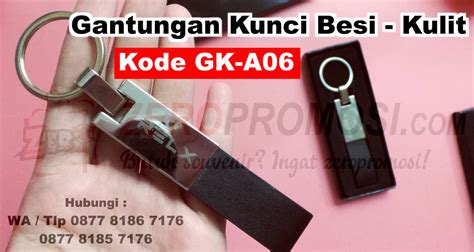 Souvenir Gantungan Kunci Besi Kombinasi Kulit Kode GK A06 Zeropromosi