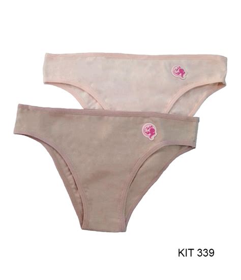 Kit Calcinhas Teen Love Secret Girls Chocolate Nude Lingerie Br