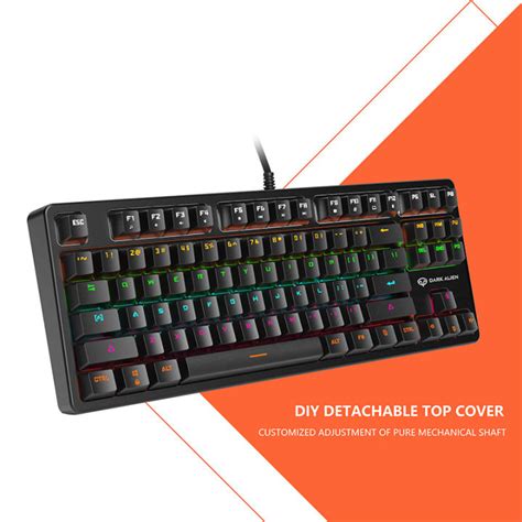 Dark Alien Hot Swappable Mechanical Keyboard 87 Keys Wired Keyboards Blue Switch RGB Lightting