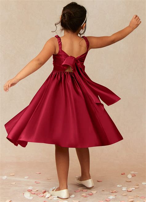 Scarlet Azazie Cutie Pie Scarlet A Line Pleated Matte Satin Dress Azazie