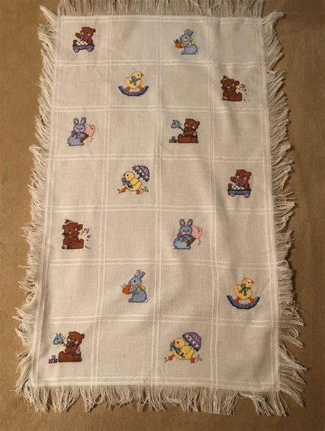 Cross Stitch Baby Blanket | Etsy | Cross stitch baby blanket, Cross stitch baby, Baby cross ...