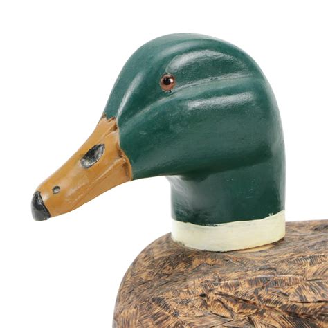 Signed Hand Carved Wooden Duck Decoy Figurine 2003 Ebth