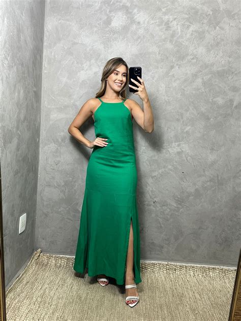 VESTIDO MIDI C ALCINHA EM LINHO LIQUIDA MARIKITTA Marikitta Roupas