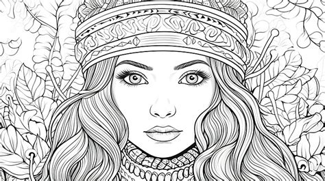 Coloring Page Women Knitted Sweater Autumn Winter Vector Illustration