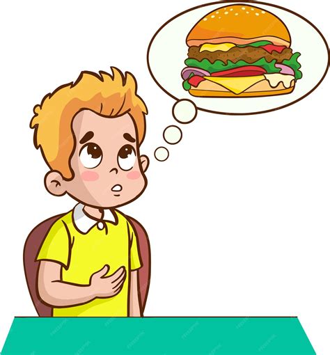 Premium Vector Hungry Children Who Wants To Eat Hamburger Vector