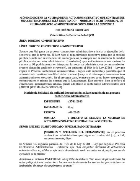 Cómo Solicitar La Nulidad De Un Acto Administrativo Que Contraviene U