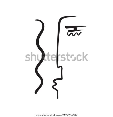 One Line Abstract Face Simple Design Stock Vector (Royalty Free ...