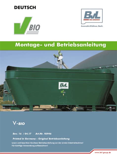 Ausf Llbar Online Montage Und Betriebsanleitung Bvl Farmtechnology