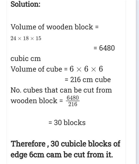 A Wooden Block Measures 24cm By 18cm By 15cm How Many Cubical Blocks