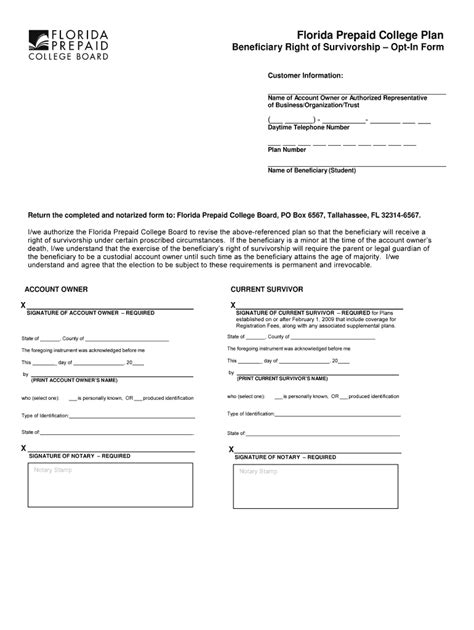 Fillable Online Beneficiary Right Of Survivorship Opt In Form Fax Email