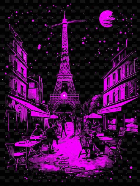 Premium PSD Png Paris With Romantic Street Scene And Eiffel Tower