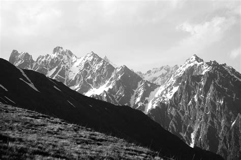 Black and White Photo of Mountain Range · Free Stock Photo