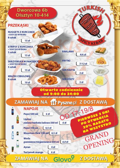 Menu At Turkish Spicy Kebab Dworcowa Restaurant Olsztyn