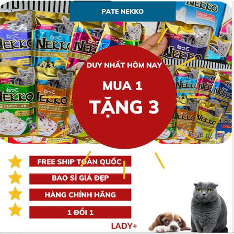 COMBO 10 GÓI Pate cho mèo NEKKO gói 70g mix tổng hợp 8 vị Hàng đảm