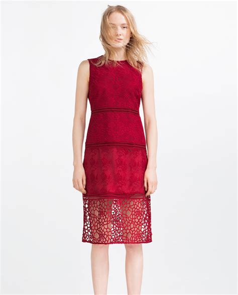 Zara Contrast Embroidered Dress With Lace 100 What To Wear To All