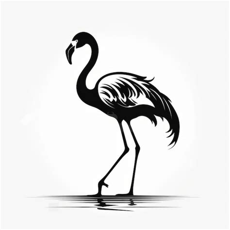 Un Flamant Rose Silhouette Debout Dans L Eau Avec La T Te Tourn E