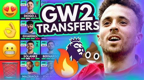 FPL GW2 BEST TRANSFERS Transfer Tier List For Gameweek 2