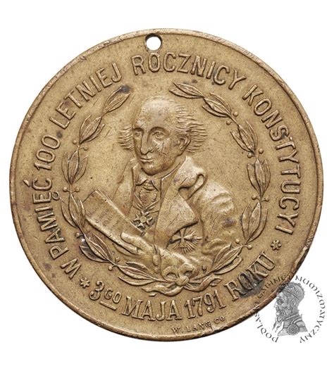 Polska USA Medal Z Okazji 100 Lecia Rocznicy Konstytucji 3 Maja 1791