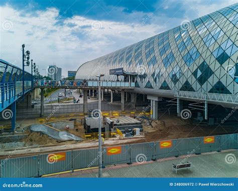 Facade Of Modern Main Railway Station Building And Construction Zone