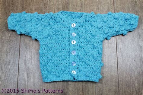 Crochet Pattern For Baby Bobble Cardigan In Sizes Pdf Etsy