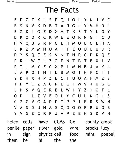 The Facts Word Search Wordmint