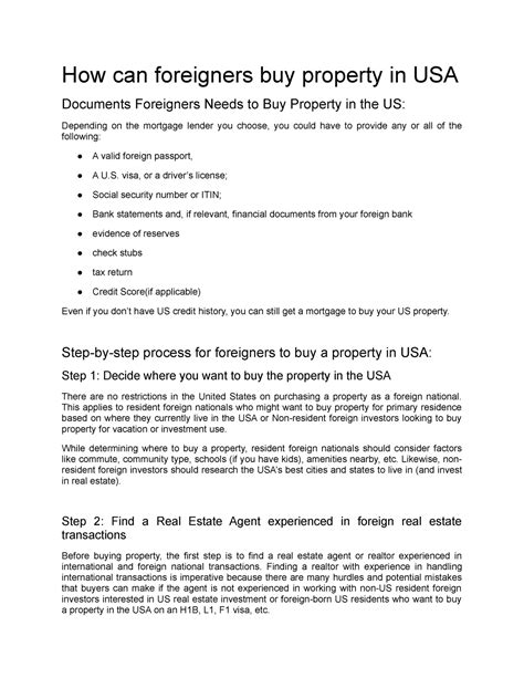 How Can Foreigners Buy Property In Usa How Can Foreigners Buy