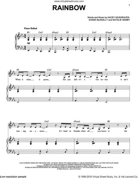 Rainbow sheet music for voice and piano (PDF-interactive) | Sheet music ...