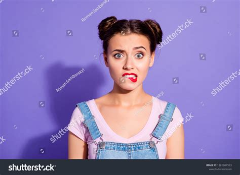 Photo Of Girl Bite Lip Sorry Guilty Expression Think Isolated Over 29